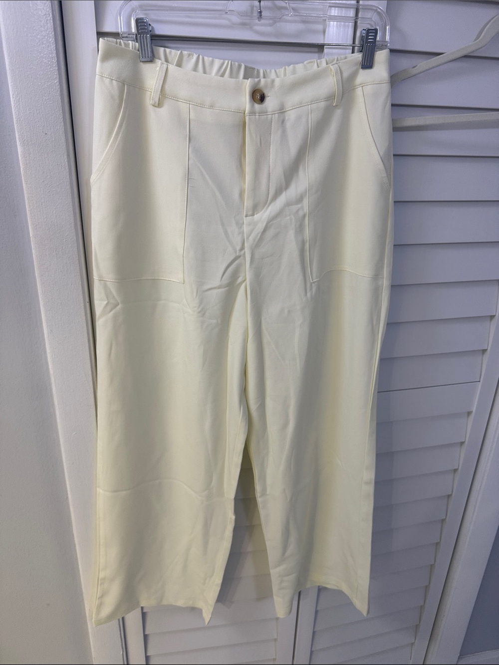 Yellowish Cream High-Waist Wide Leg Pants
